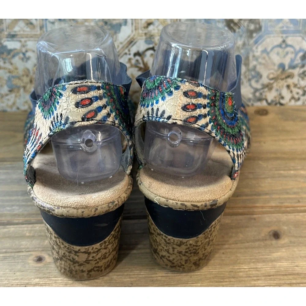 Rieker Wedge Sandals Mosaic Colorful Slingback Shoes Womens 41 / 10